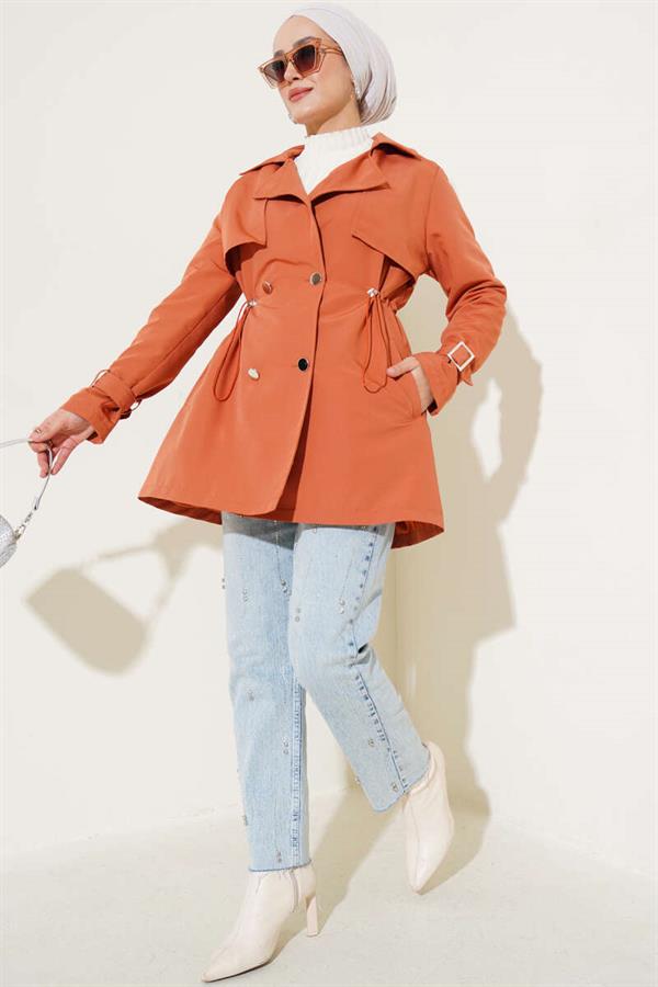Waist Tunnel Short Trench Coat Tile