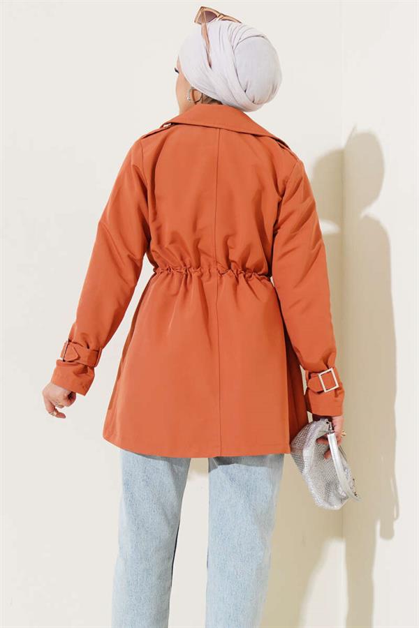 Waist Tunnel Short Trench Coat Tile
