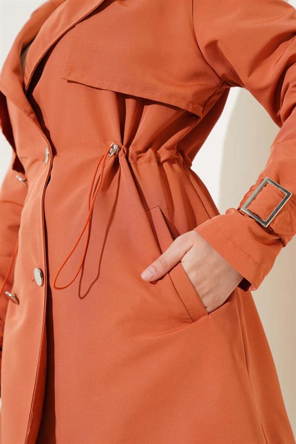 Waist Tunnel Short Trench Coat Tile