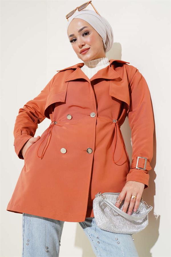 Waist Tunnel Short Trench Coat Tile