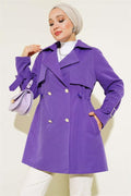 Waist Tunnel Short Trench Coat Purple