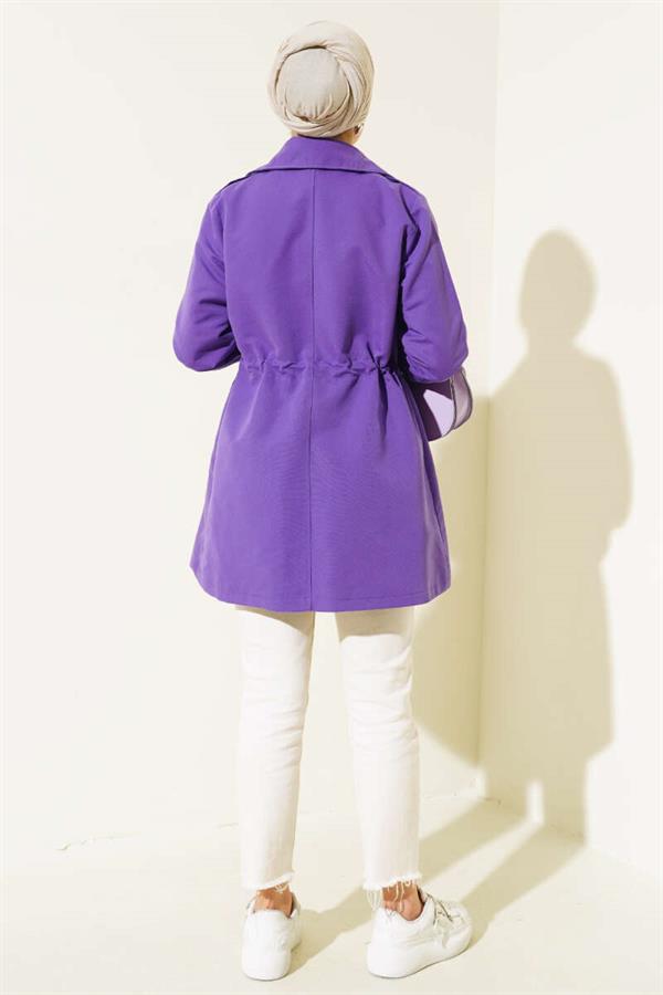 Waist Tunnel Short Trench Coat Purple