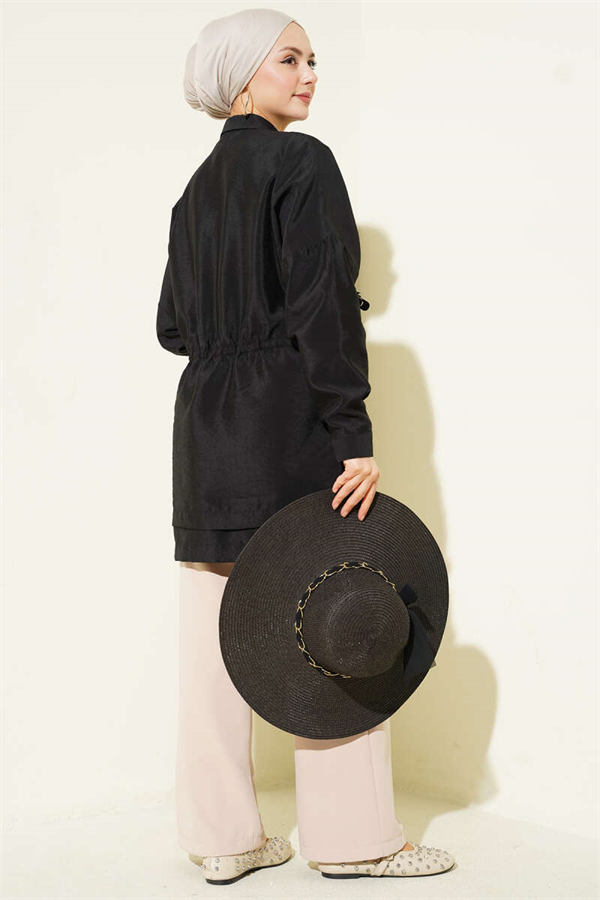 Oversize Odesa Shirt with Waist Tunnel, Black