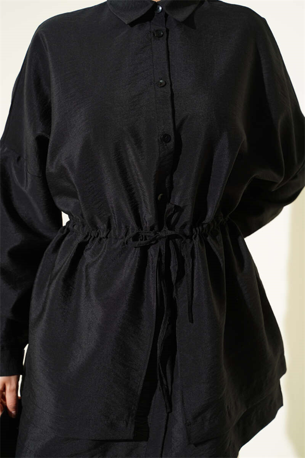 Oversize Odesa Shirt with Waist Tunnel, Black