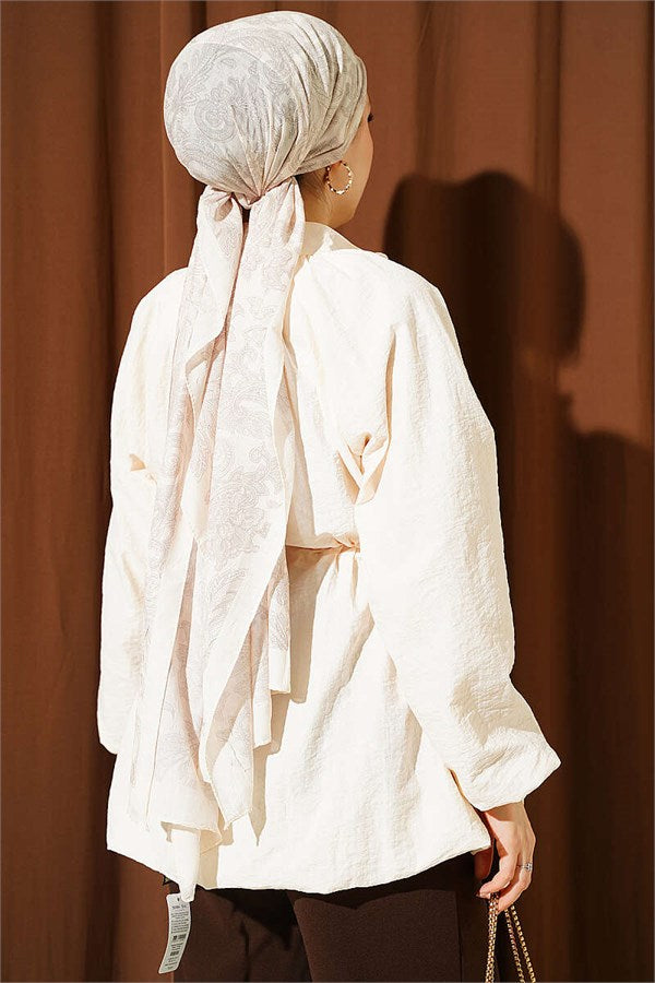 Parachute Jacket with Waist Tunnel, Beige
