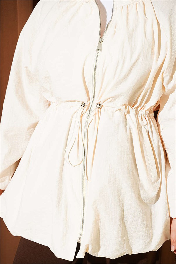 Parachute Jacket with Waist Tunnel, Beige