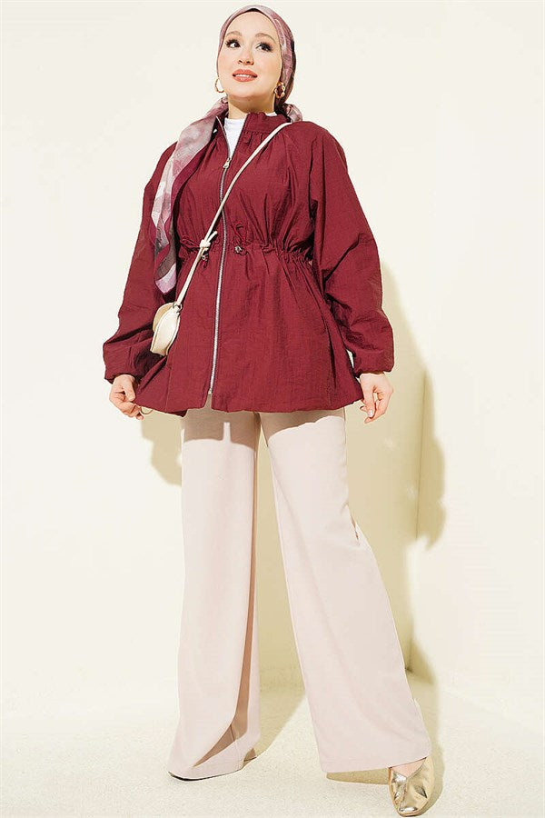 Waist Tunnel Parachute Jacket Burgundy