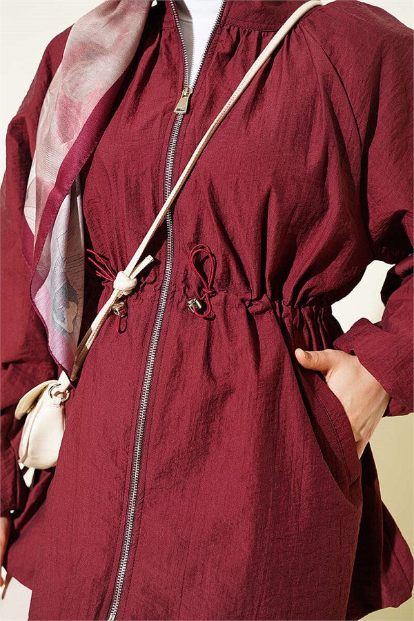 Waist Tunnel Parachute Jacket Burgundy