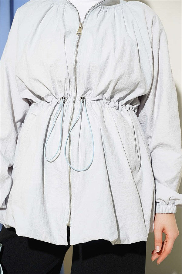Parachute Jacket with Waist Tunnel, Ice Blue