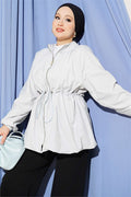Parachute Jacket with Waist Tunnel, Ice Blue