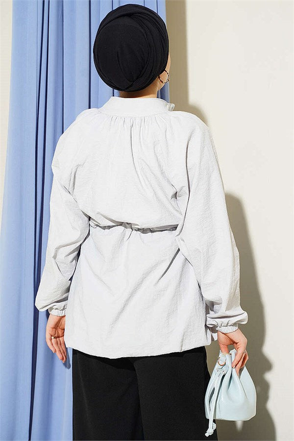 Parachute Jacket with Waist Tunnel, Ice Blue
