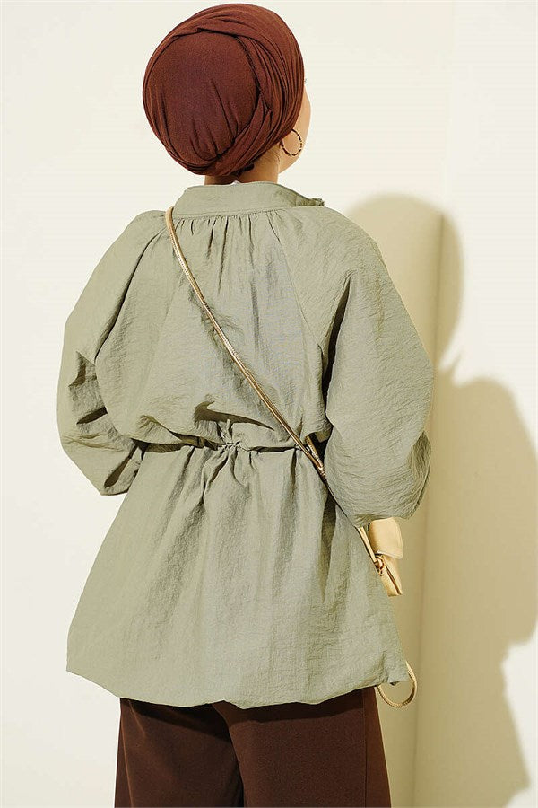 Parachute Jacket with Waist Tunnel, Khaki