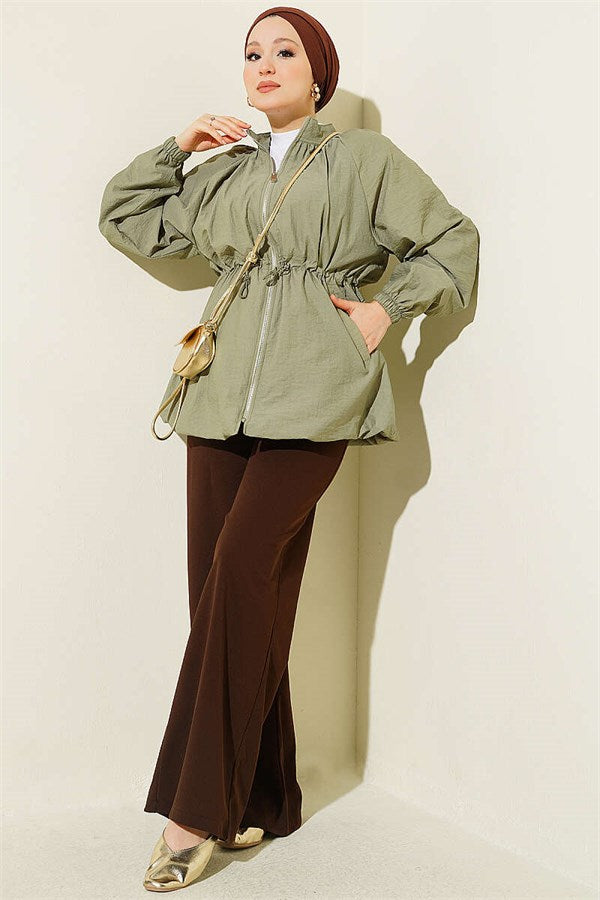 Parachute Jacket with Waist Tunnel, Khaki