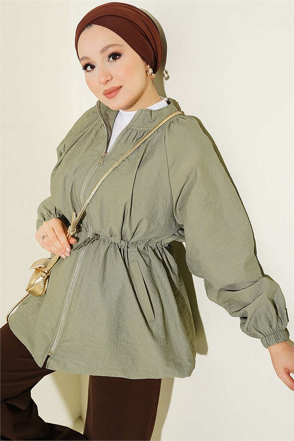 Parachute Jacket with Waist Tunnel, Khaki