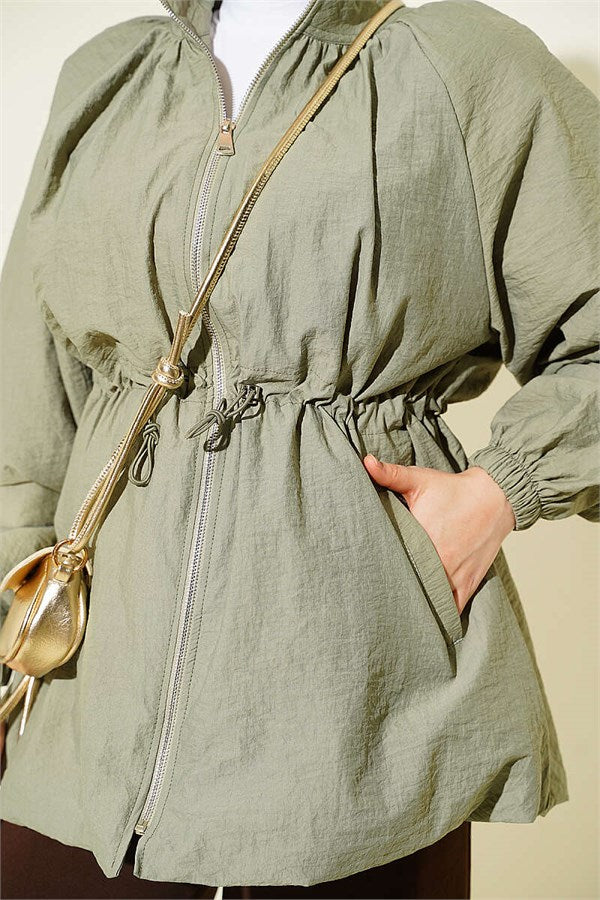 Parachute Jacket with Waist Tunnel, Khaki
