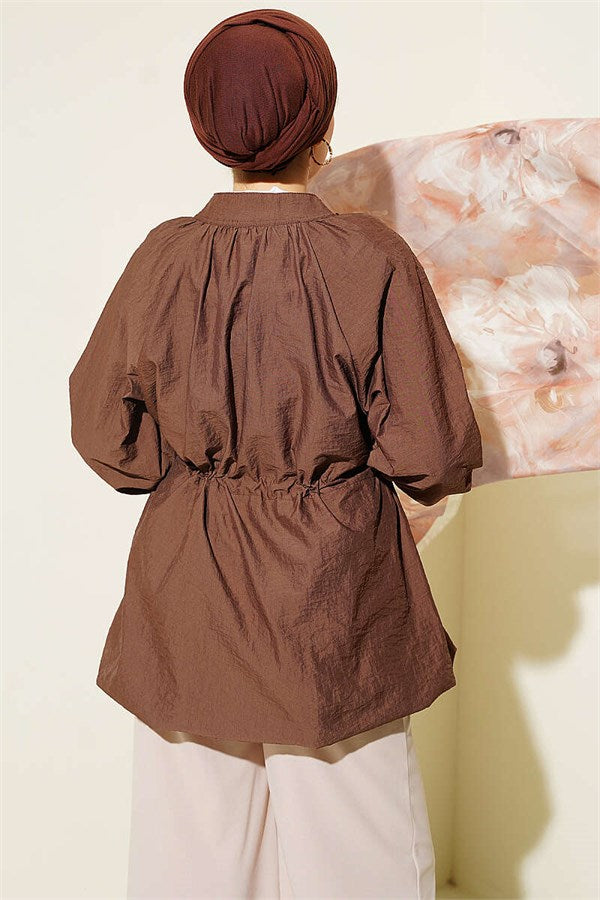 Waist Tunnel Parachute Jacket, Brown