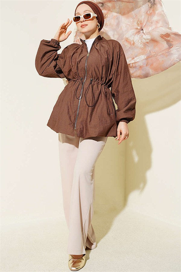 Waist Tunnel Parachute Jacket, Brown