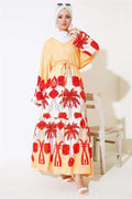 Waist Tunnel Casual Dress Mustard Brick