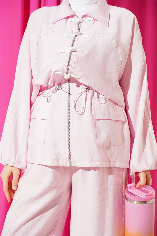 Pink 2 Piece Set with Belt Tunnel Detail