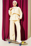 2 Piece Set with Belt Tunnel and Stripe Detail, Yellow