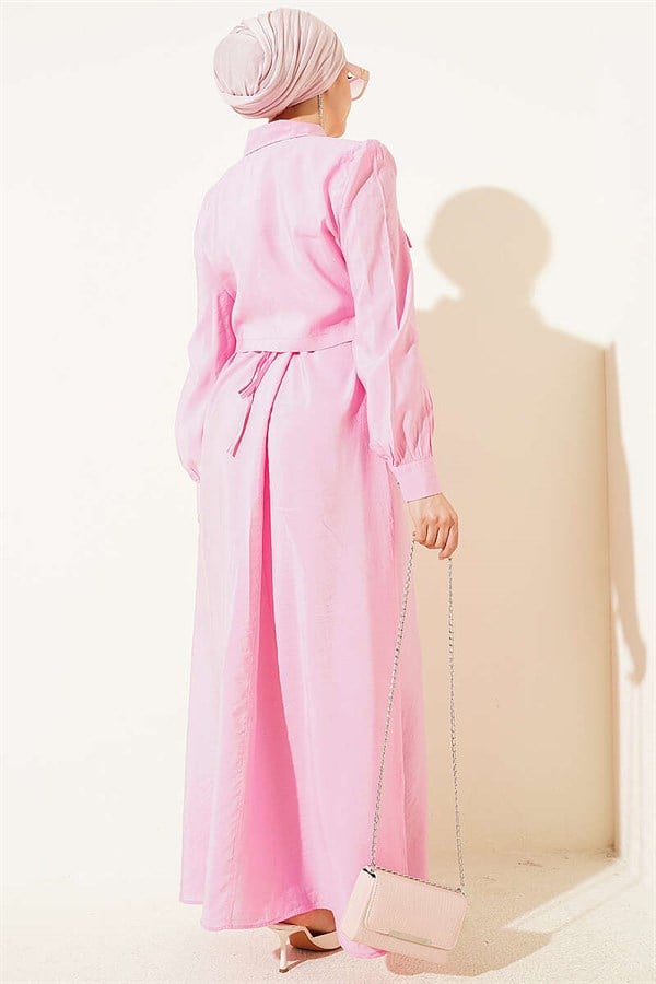 Pink Vest Set with Embellished Waistline and Jacket