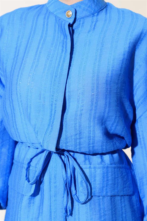 Waist Tunic Long Tunic Blue