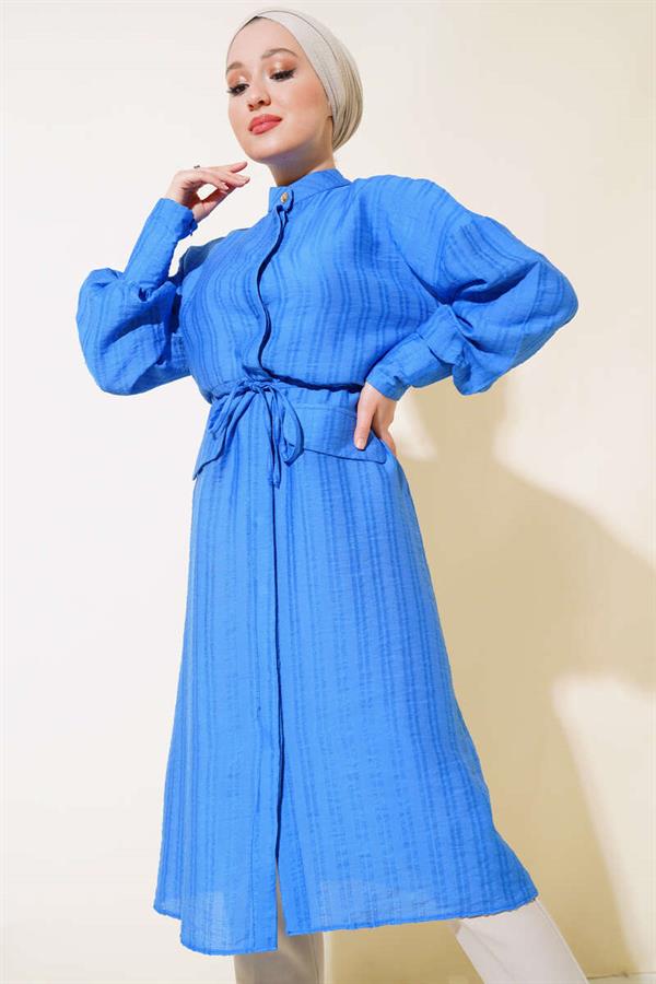Waist Tunic Long Tunic Blue