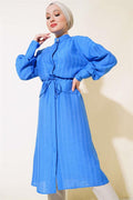 Waist Tunic Long Tunic Blue
