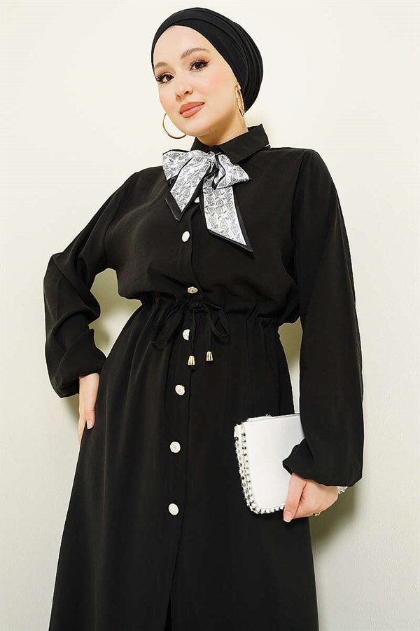 Long Tunic and Modal 2 Piece Set with Waist Tunic, Black