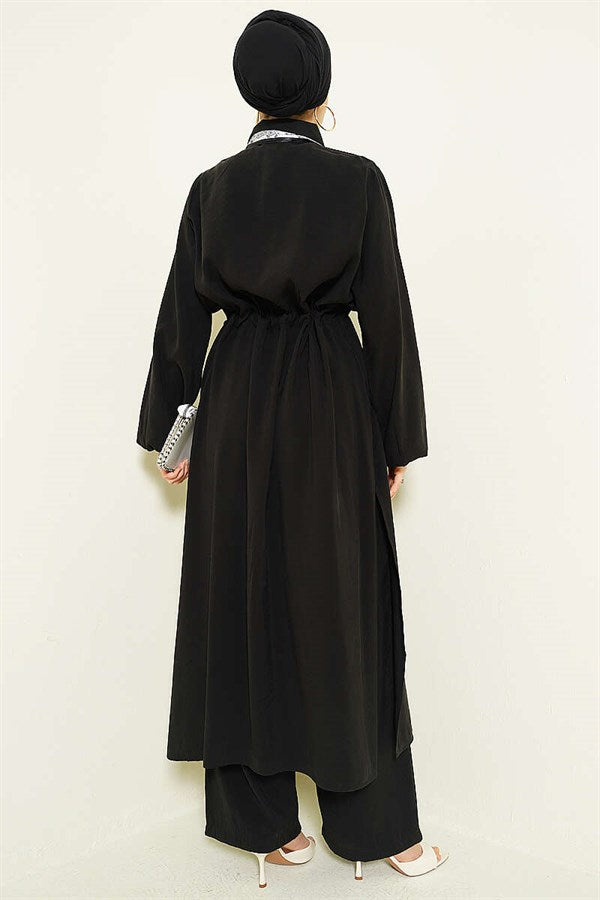 Long Tunic and Modal 2 Piece Set with Waist Tunic, Black
