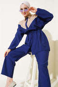Waist Tunnel V Garnish 2 Piece Set Navy Blue