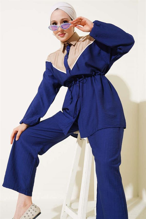 Waist Tunnel V Garnish 2 Piece Set Navy Blue