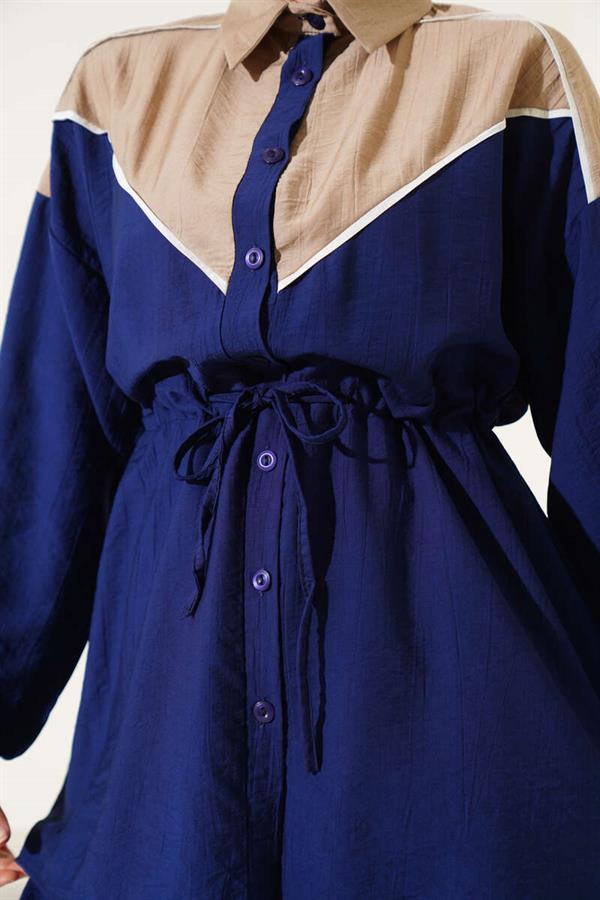 Waist Tunnel V Garnish 2 Piece Set Navy Blue