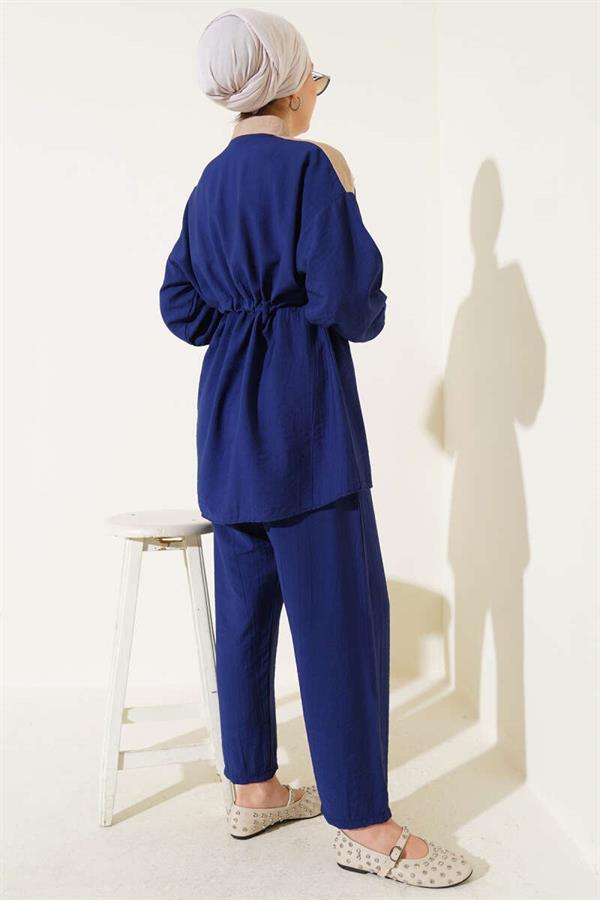 Waist Tunnel V Garnish 2 Piece Set Navy Blue