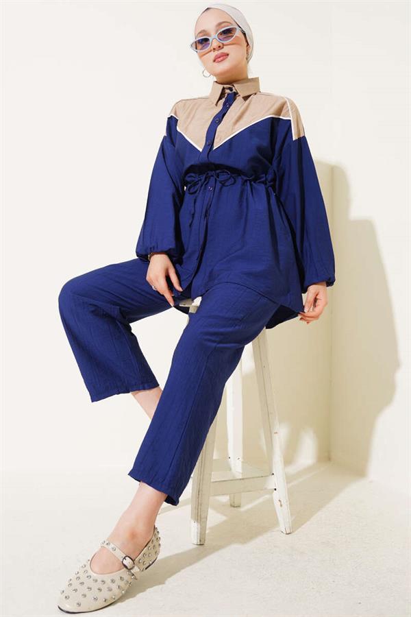 Waist Tunnel V Garnish 2 Piece Set Navy Blue