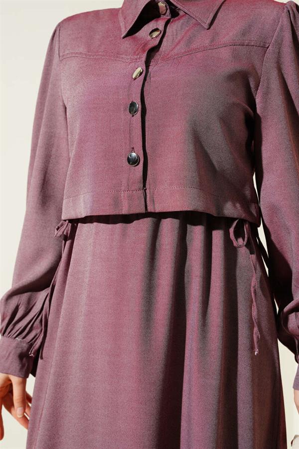 Waist Tunnel Side Tie Vest 2 Piece Set Claret Red