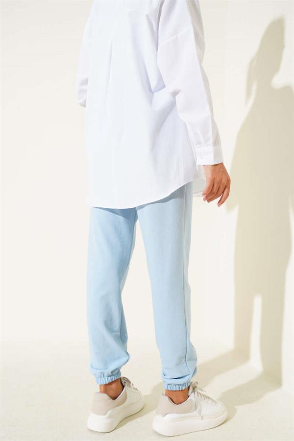 Baby Blue Jogger Pants with Elastic Waist and Ankles
