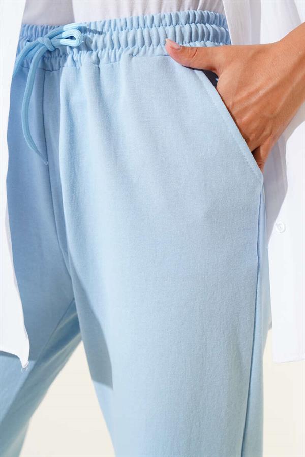 Baby Blue Jogger Pants with Elastic Waist and Ankles