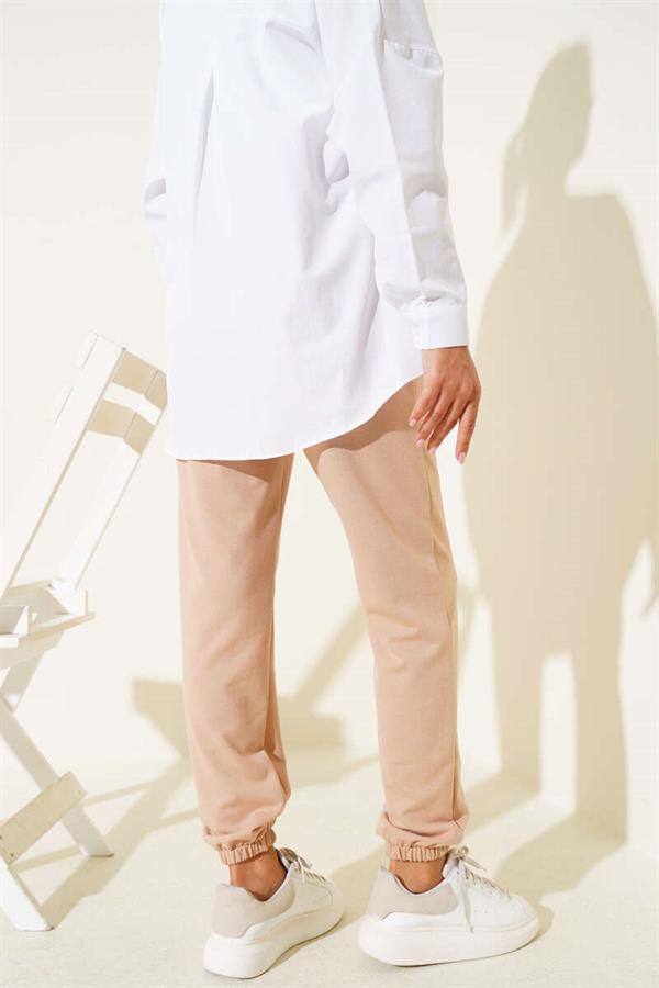 Elastic Waist and Ankle Jogger Pants Camel