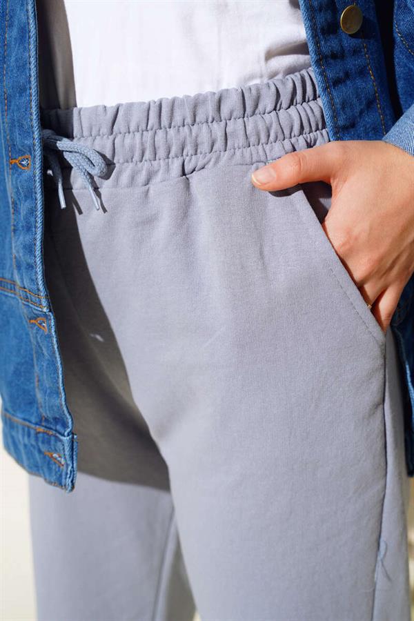 Waist and Ankle Elastic Jogger Pants Slate Grey