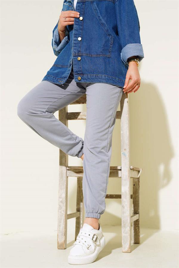 Waist and Ankle Elastic Jogger Pants Slate Grey