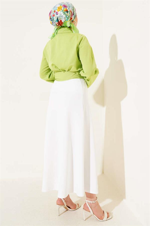 Waist Tie Detail Short Shirt Pistachio Green