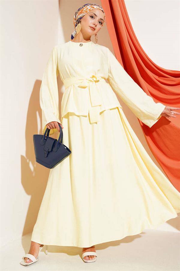 Waist-Tie Skirted 2 Piece Set Yellow