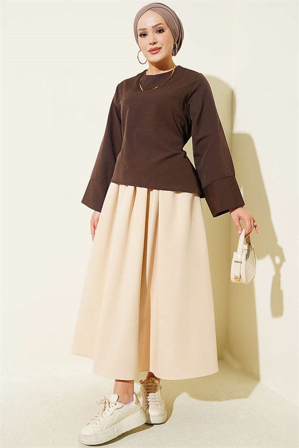 Black Blouse with Wide Sleeves and Tie Waist