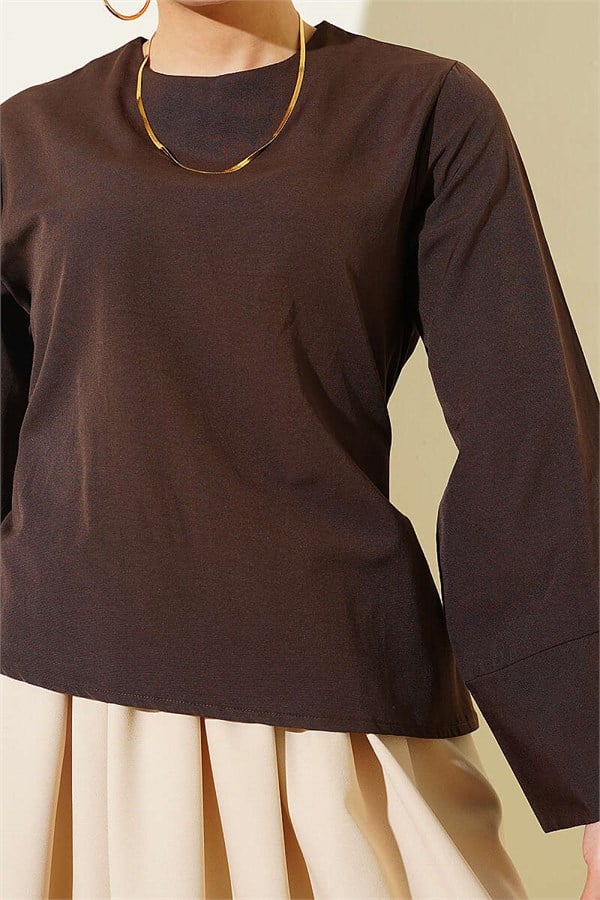 Black Blouse with Wide Sleeves and Tie Waist