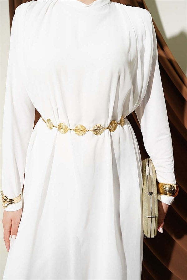Waist-Tie Chiffon Jumpsuit, Ecru