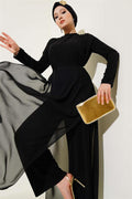 Tied Waist Chiffon Jumpsuit Black