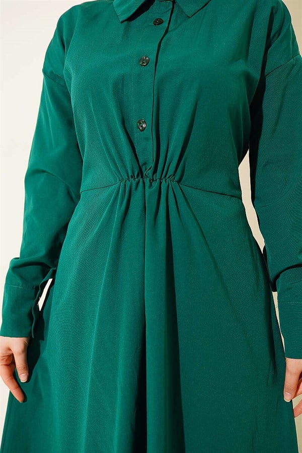 Emerald Red Terry Cotton Dress with Belt