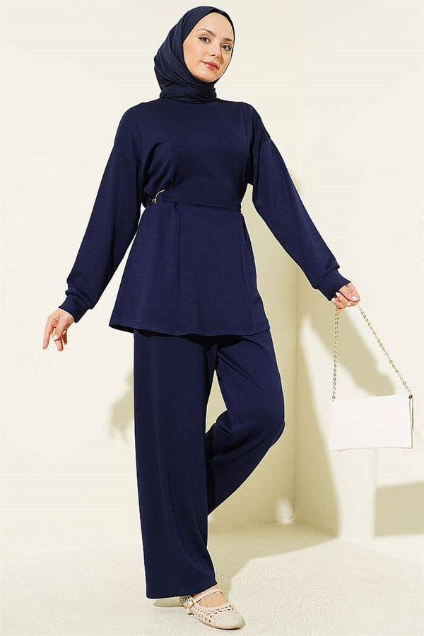Loisha 2 Piece Set with Gold Buckle, Navy Blue
