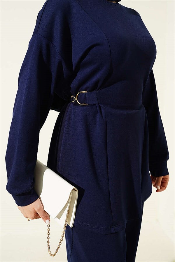 Loisha 2 Piece Set with Gold Buckle, Navy Blue